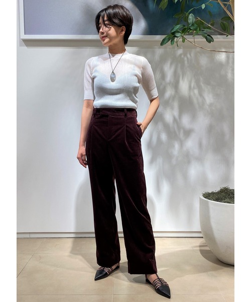 ESTNATION / シャンブレーコーデュロイハイウエストタックパンツ