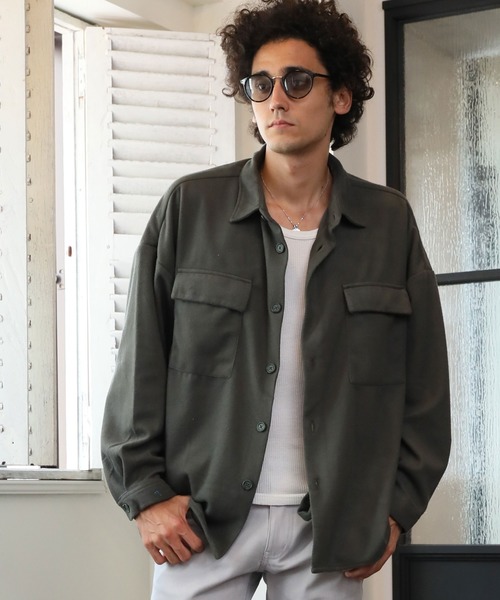 ARCADE（アーケード）の「ビッグシルエット起毛CPOジャケット（カバーオール・メンズ・カーキ/ブラック/アイボリー/ブラウン系その他/ベージュ系その他・M/L）」の5枚目の写真