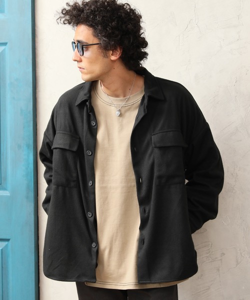 ARCADE（アーケード）の「ビッグシルエット起毛CPOジャケット（カバーオール・メンズ・カーキ/ブラック/アイボリー/ブラウン系その他/ベージュ系その他・M/L）」の3枚目の写真