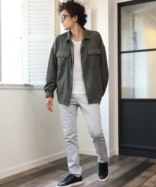 ARCADE（アーケード）の「ビッグシルエット起毛CPOジャケット（カバーオール・メンズ・カーキ/ブラック/アイボリー/ブラウン系その他/ベージュ系その他・M/L）」の9枚目の写真