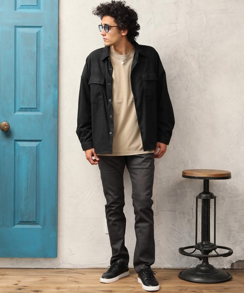 ARCADE（アーケード）の「ビッグシルエット起毛CPOジャケット（カバーオール・メンズ・カーキ/ブラック/アイボリー/ブラウン系その他/ベージュ系その他・M/L）」の14枚目の写真