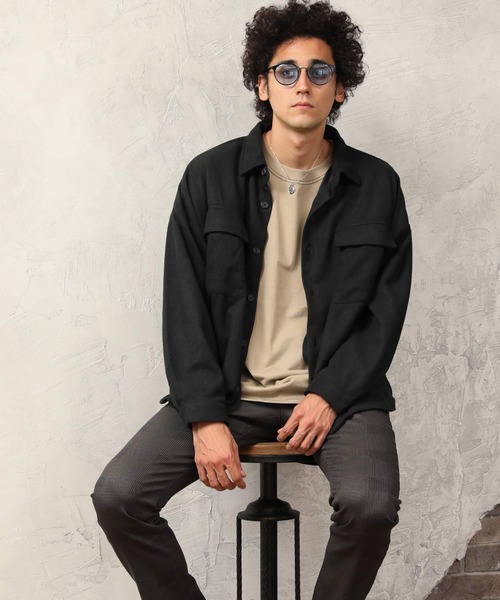 ARCADE（アーケード）の「ビッグシルエット起毛CPOジャケット（カバーオール・メンズ・カーキ/ブラック/アイボリー/ブラウン系その他/ベージュ系その他・M/L）」の13枚目の写真