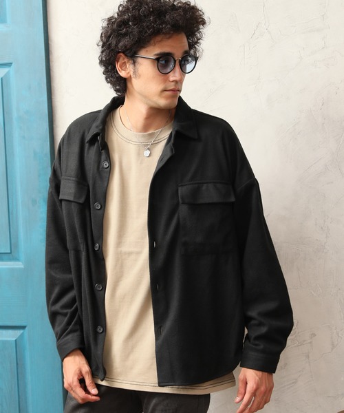 ARCADE（アーケード）の「ビッグシルエット起毛CPOジャケット（カバーオール・メンズ・カーキ/ブラック/アイボリー/ブラウン系その他/ベージュ系その他・M/L）」の12枚目の写真