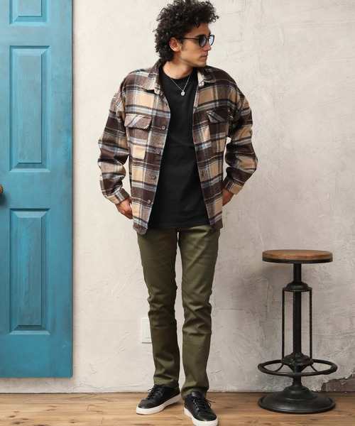 ARCADE（アーケード）の「ビッグシルエット起毛CPOジャケット（カバーオール・メンズ・カーキ/ブラック/アイボリー/ブラウン系その他/ベージュ系その他・M/L）」の16枚目の写真