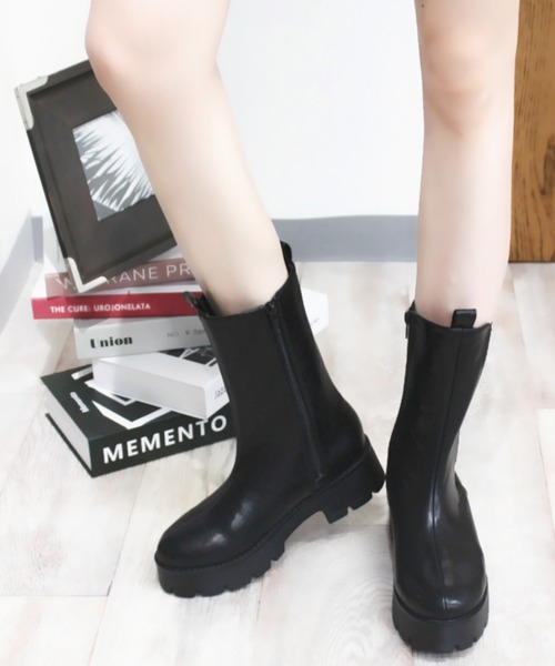 VIVIAN（ヴィヴィアン）の「厚底サイドゴアブーツ（ブーツ・レディース・ブラック/ホワイト・LL/M/L）」の5枚目の写真