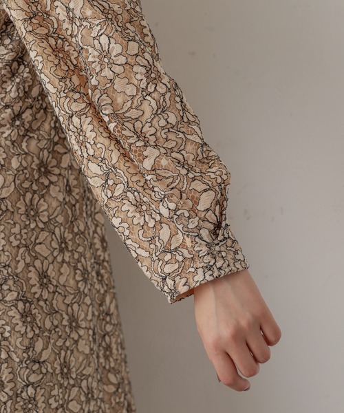 セール】裾パイピング大人レースワンピース（ワンピース）｜natural