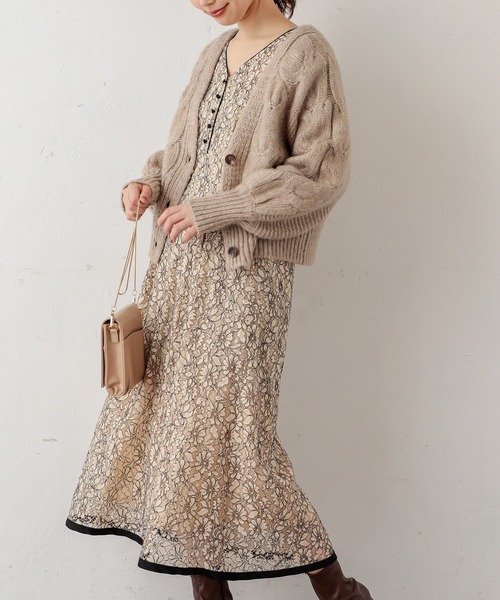 natural couture（ナチュラルクチュール）の「裾パイピング大人レースワンピース（ワンピース・レディース・アイボリー/サックスブルー/ブラック・FREE）」の8枚目の写真