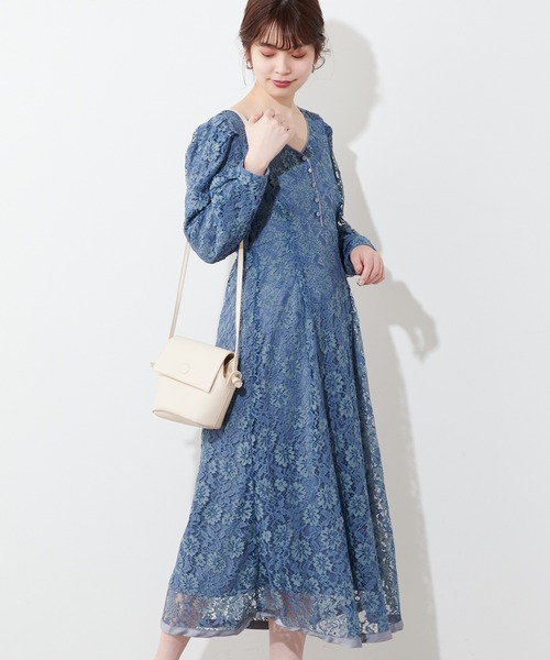 セール】裾パイピング大人レースワンピース（ワンピース）｜natural