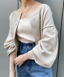 ラメニットクルーカーディガン