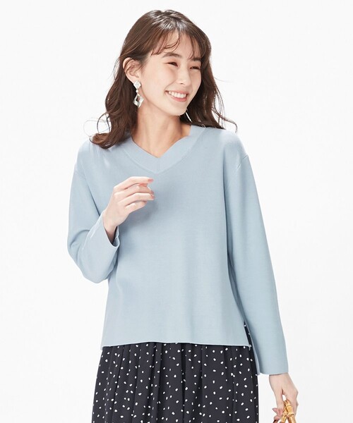 J.PRESS(ジェイプレス)の「【洗える】オーガニックコットンプルオーバー ニット(ニット/セーター・レディース・サックスブルー系/ライトオレンジ系/ライトグレー系/ライトグリーン系・MEDIUM/LARGE)」の3枚目の写真