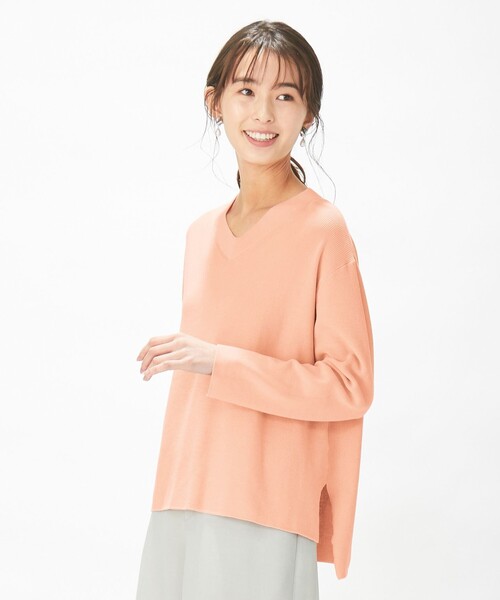 J.PRESS(ジェイプレス)の「【洗える】オーガニックコットンプルオーバー ニット(ニット/セーター・レディース・サックスブルー系/ライトオレンジ系/ライトグレー系/ライトグリーン系・MEDIUM/LARGE)」の4枚目の写真