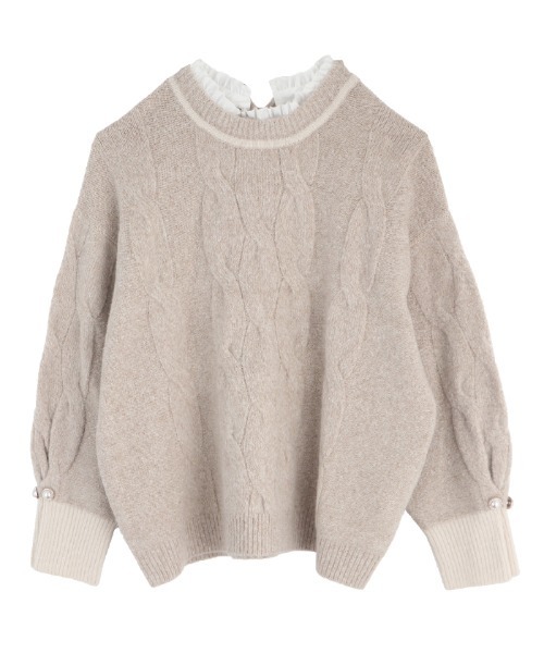 axes femme（アクシーズファム）の「レイヤード風ニットプル（ニット/セーター・レディース・ベージュ/グレー/ブルー・MEDIUM）」の2枚目の写真