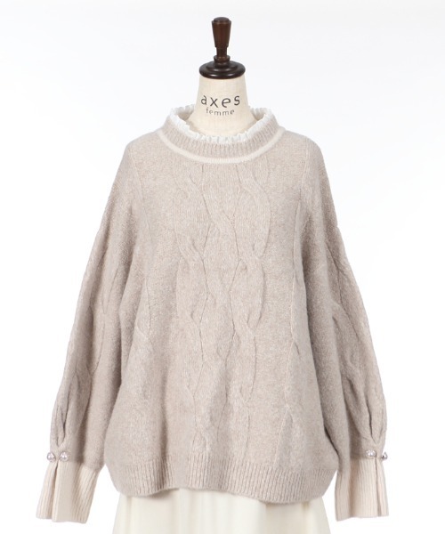 axes femme（アクシーズファム）の「レイヤード風ニットプル（ニット/セーター・レディース・ベージュ/グレー/ブルー・MEDIUM）」の14枚目の写真