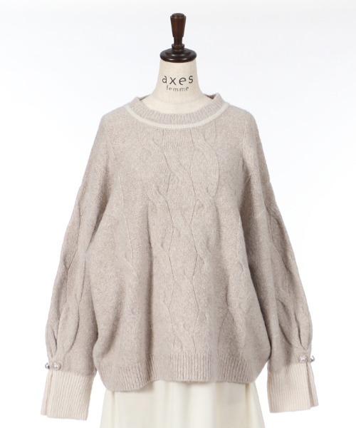 axes femme（アクシーズファム）の「レイヤード風ニットプル（ニット/セーター・レディース・ベージュ/グレー/ブルー・MEDIUM）」の19枚目の写真