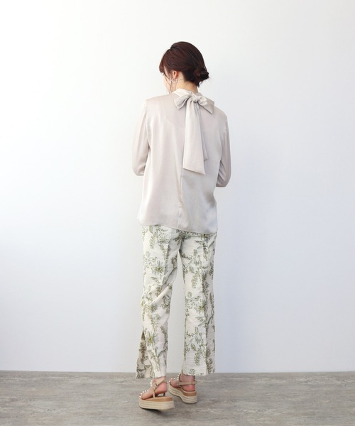シャツ/ブラウス(長袖/七分) DRESSLAVE - DRESSLAVE  B7 / shiny stand collar blous DRESSLAVE（ドレスレイブ）の「B7 / stand shortlength blouse