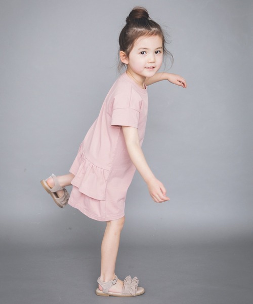 BRANSHES（ブランシェス）の「【WEB限定】後ろ2段フリル半袖ワンピース（ワンピース・キッズ・ライトグリーン/チャコールグレー/ピンク/ラベンダー・130cm/100cm/150cm/140cm/120cm/110cm）」の8枚目の写真