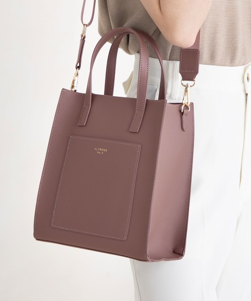 Newlyme（ニューリーミー）の「スクエア2WAYトートバッグ（ショルダーバッグ・レディース・ブラック/ベージュ/ブラウン/グレー/ブルー/ブラック系その他/ブラウン系その他/パイソン/ブラウン系その他3/ベージュ系その他/ブラック系その他2/ブラウン系その他2・FREE）」の5枚目の写真