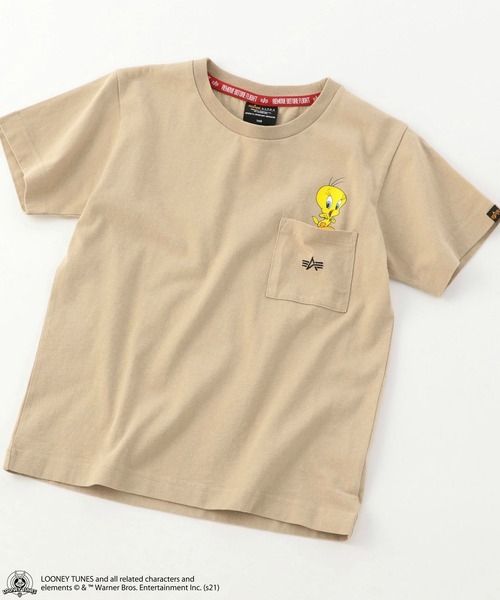 Alpha Industries（アルファインダストリーズ）の「キッズ LOONEY TUNES トゥイーティー ポケット Tシャツ【110-150cm】（Tシャツ/カットソー・キッズ・ホワイト/ブラック/ベージュ系その他・140/150/120/130/110）」の3枚目の写真