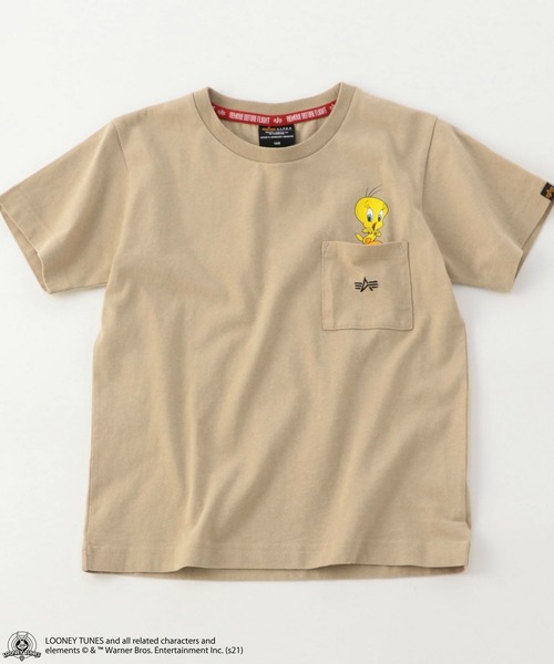 Alpha Industries（アルファインダストリーズ）の「キッズ LOONEY TUNES トゥイーティー ポケット Tシャツ【110-150cm】（Tシャツ/カットソー・キッズ・ホワイト/ブラック/ベージュ系その他・140/150/120/130/110）」の8枚目の写真