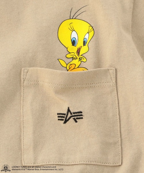 Alpha Industries（アルファインダストリーズ）の「キッズ LOONEY TUNES トゥイーティー ポケット Tシャツ【110-150cm】（Tシャツ/カットソー・キッズ・ホワイト/ブラック/ベージュ系その他・140/150/120/130/110）」の10枚目の写真
