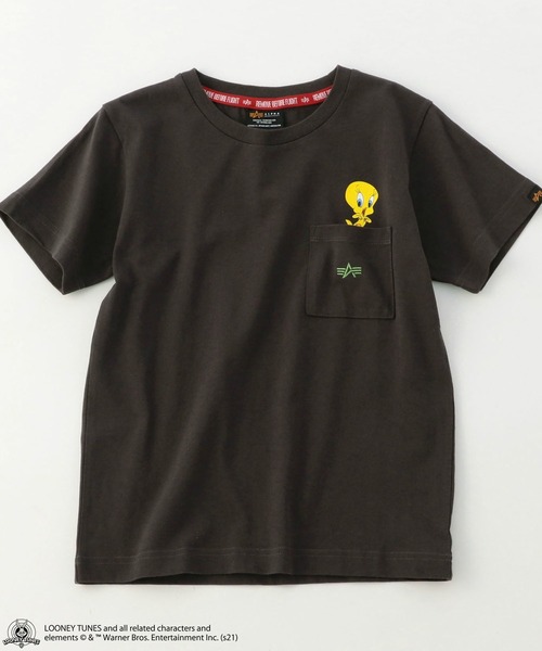 Alpha Industries（アルファインダストリーズ）の「キッズ LOONEY TUNES トゥイーティー ポケット Tシャツ【110-150cm】（Tシャツ/カットソー・キッズ・ホワイト/ブラック/ベージュ系その他・140/150/120/130/110）」の11枚目の写真