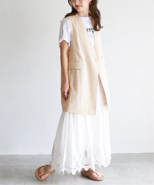 SLOBE IENA（スローブイエナ）の「リネンロングジャケット◆（その他アウター・レディース・ベージュ/アイボリー・FREE）」の14枚目の写真