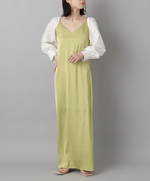 CIAOPANIC(チャオパニック)の「【SCENE by ciaopanic/シーン バイ チャオパニック】サテンキャミワンピース/WEB・一部店舗限定(ワンピース・レディース・ブルー/ライトグリーン・FREE)」の3枚目の写真