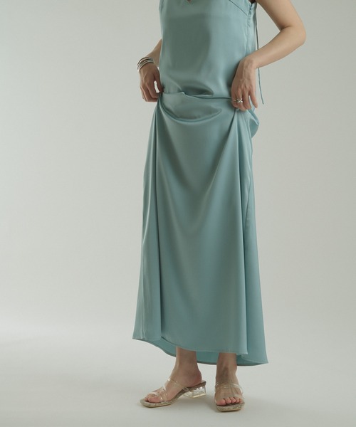 CIAOPANIC(チャオパニック)の「【SCENE by ciaopanic/シーン バイ チャオパニック】サテンキャミワンピース/WEB・一部店舗限定(ワンピース・レディース・ブルー/ライトグリーン・FREE)」の19枚目の写真