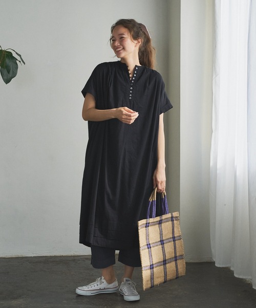 PUAL CE CIN（ピュアルセシン）の「インドコットンボイルワンピース（ワンピース・レディース・ブラック/ベージュ/ブルー/ローズ・FREE）」の2枚目の写真