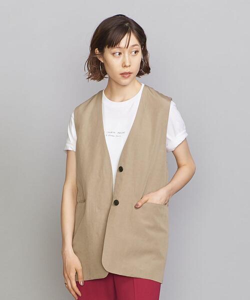BEAUTY&YOUTH UNITED ARROWS（ビューティーアンドユースユナイテッドアローズ）の「BY 麻ブレンド カラーレスジレ（ベスト・レディース・ベージュ/ダークグレー・SMALL/MEDIUM）」の18枚目の写真