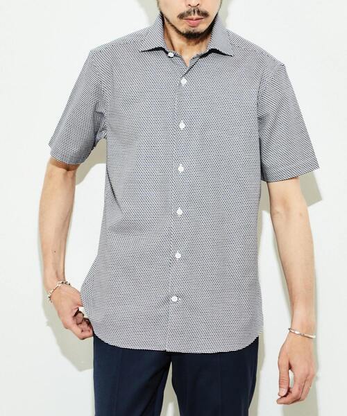 EYE. D WEARing（アイディウェアリング）の「EYE.D WEARingドビーチドリシャツ（シャツ/ブラウス・メンズ・ライトグレー/ネイビー・2/3/4）」の2枚目の写真