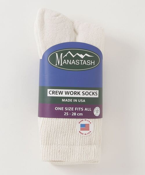 MANASTASH（マナスタッシュ）の「MANASTASH/マナスタッシュ 2P CREW WORK SOCKS（ソックス/靴下・メンズ・ホワイト/ブラック/ナチュラル・FREE）」の3枚目の写真