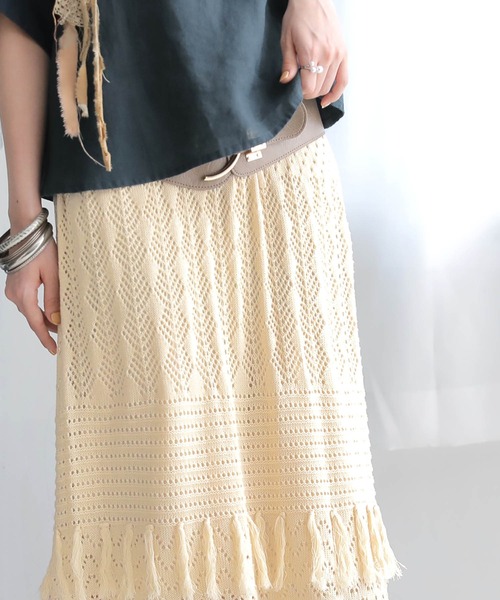 osharewalker(オシャレウォーカー)の「【廃盤】『ダブルフリンジニットスカート』(スカート・レディース・ネイビー/アイボリー・1/2)」の9枚目の写真