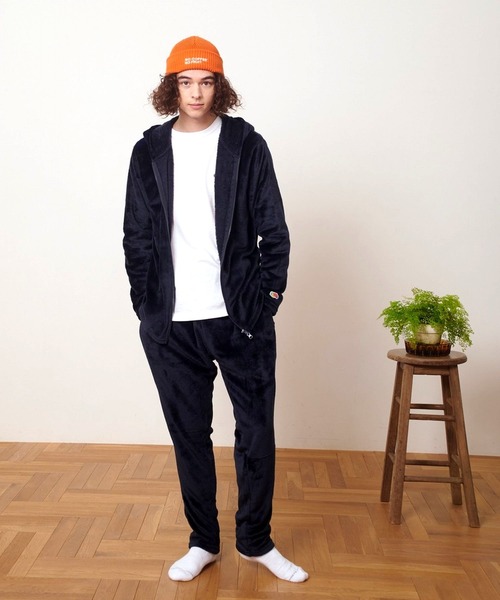 FRUIT OF THE LOOM（フルーツオブザルーム）の「【FRUIT OF THE LOOM】ボアルームウェア 上下セット（パーカー＆ロングパンツ）（ルームウェア/パジャマ・メンズ・ネイビー/モスグリーン/ブラック/チャコール/ベージュ/ブラウン/ピンク/グレー・4L/L/M/XL/5L/3L/S/LL）」の7枚目の写真