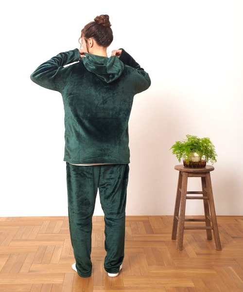 FRUIT OF THE LOOM（フルーツオブザルーム）の「【FRUIT OF THE LOOM】ボアルームウェア 上下セット（パーカー＆ロングパンツ）（ルームウェア/パジャマ・メンズ・ネイビー/モスグリーン/ブラック/チャコール/ベージュ/ブラウン/ピンク/グレー・4L/L/M/XL/5L/3L/S/LL）」の19枚目の写真