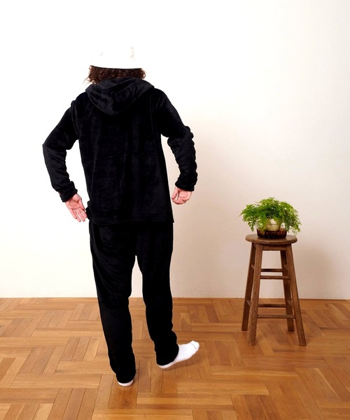 FRUIT OF THE LOOM（フルーツオブザルーム）の「【FRUIT OF THE LOOM】ボアルームウェア 上下セット（パーカー＆ロングパンツ）（ルームウェア/パジャマ・メンズ・ネイビー/モスグリーン/ブラック/チャコール/ベージュ/ブラウン/ピンク/グレー・4L/L/M/XL/5L/3L/S/LL）」の11枚目の写真