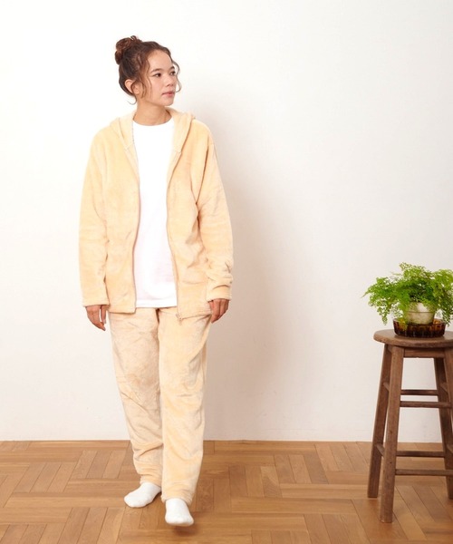 FRUIT OF THE LOOM（フルーツオブザルーム）の「【FRUIT OF THE LOOM】ボアルームウェア 上下セット（パーカー＆ロングパンツ）（ルームウェア/パジャマ・メンズ・ネイビー/モスグリーン/ブラック/チャコール/ベージュ/ブラウン/ピンク/グレー・4L/L/M/XL/5L/3L/S/LL）」の15枚目の写真