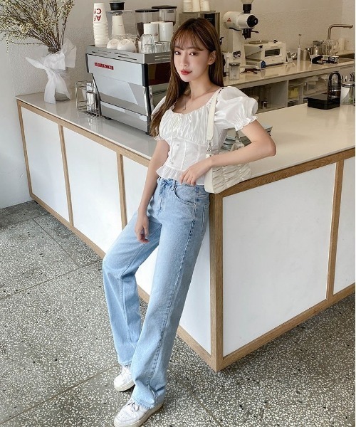 SONA（ソナ）の「SONYUNARA ロングワイドデニムジーンズ（デニムパンツ・レディース・ライトブルー・SMALL/MEDIUM）」の4枚目の写真