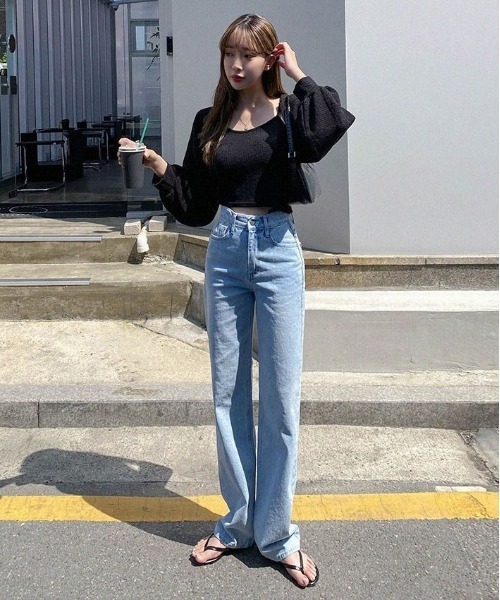 SONA（ソナ）の「SONYUNARA ロングワイドデニムジーンズ（デニムパンツ・レディース・ライトブルー・SMALL/MEDIUM）」の6枚目の写真