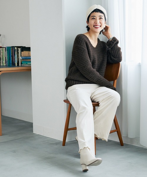 ADAM ET ROPE'（アダムエロペ）の「オーガニックコットンベロアヘアバンド（ヘアバンド・レディース・レンガ/キナリ・FREE）」の4枚目の写真