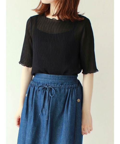 ehka sopo（エヘカソポ）の「楊柳シアープルオーバー（Tシャツ/カットソー・レディース・モカ/ミント/キナリ/ブラック・ﾌﾘ-）」の3枚目の写真