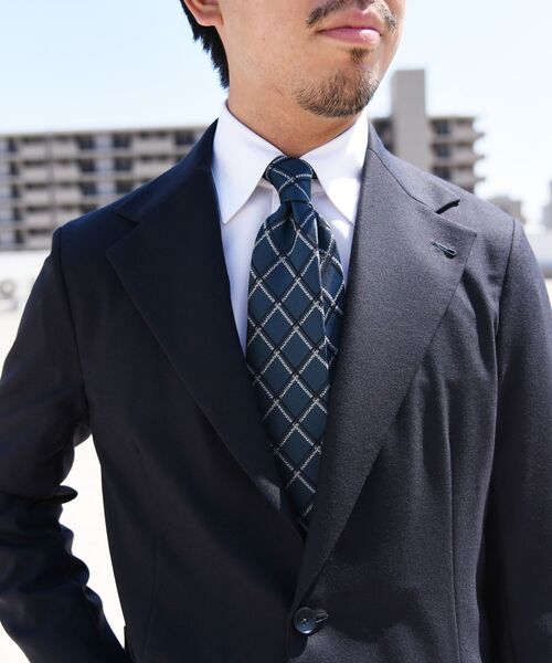 【SHIPS限定】Stefanobigi: 特別企画 シルク ウィンドウペン ネクタイ