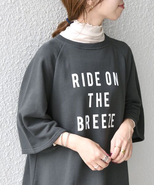 SHIPS any(シップス エニィ)の「【SHIPS any別注】THE KNiTS: ロゴ ハーフスリーブ オーバー スウェット(スウェット・レディース・チャコールグレー/グレー・ONE SIZE)」の1枚目の写真