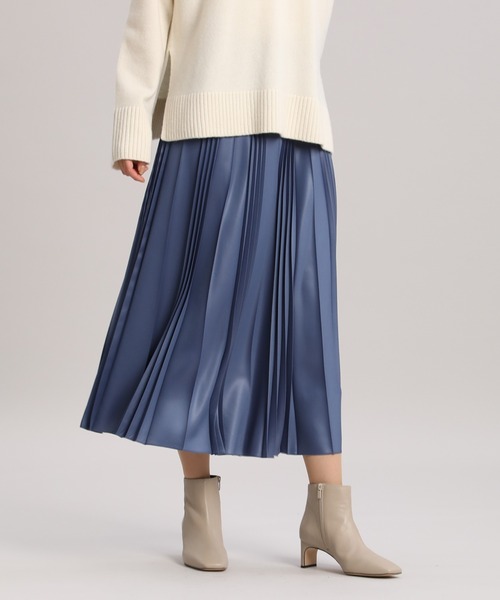 INED(イネド)の「ランダムプリーツスカート(スカート・レディース・ブルーグレー/モカ/ラベンダー・9号)」の1枚目の写真