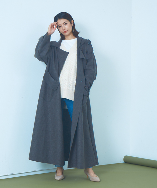 Abahouse Devinette（ドゥヴィネット）の「【Verseau】ウール混デザイントレンチコート（トレンチコート・レディース・オフホワイト/カーキ・フリー）」の17枚目の写真