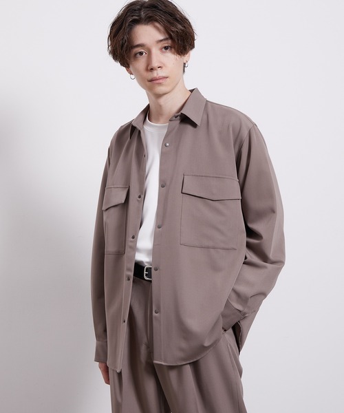 JUNRED（ジュンレッド）の「バイシクルリラックスCPOシャツ（シャツ/ブラウス・メンズ・ブラック/ダークブラウン/グリーン/イエロー系その他3/ベージュ・LL/M/L）」の5枚目の写真