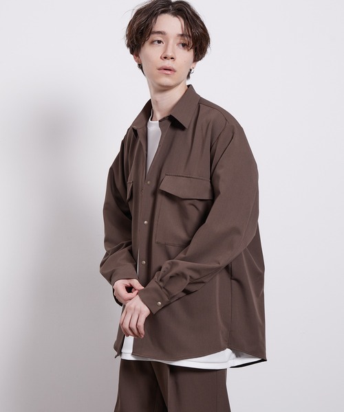 JUNRED（ジュンレッド）の「バイシクルリラックスCPOシャツ（シャツ/ブラウス・メンズ・ブラック/ダークブラウン/グリーン/イエロー系その他3/ベージュ・LL/M/L）」の8枚目の写真