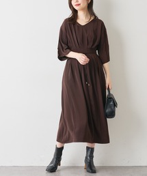 【WEB限定カラー有り】リボン取外しウエストタックワンピース