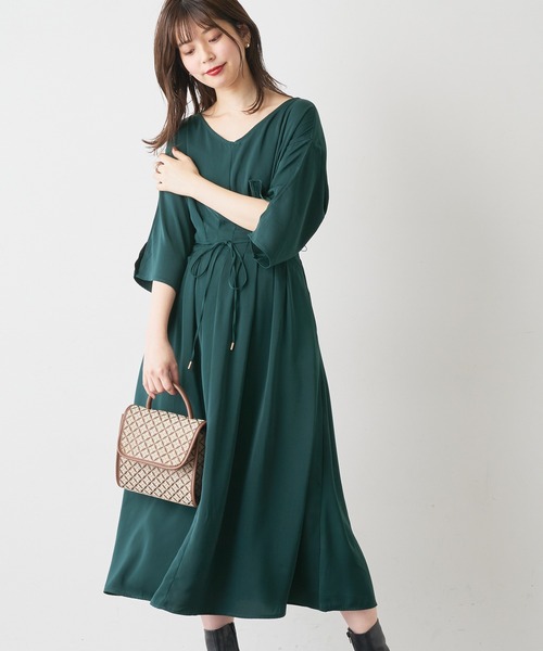 natural couture（ナチュラルクチュール）の「【WEB限定カラー有り】リボン取外しウエストタックワンピース（ワンピース・レディース・グリーン/ドット/ブラウン/レンガ/その他1/その他2・FREE）」の3枚目の写真