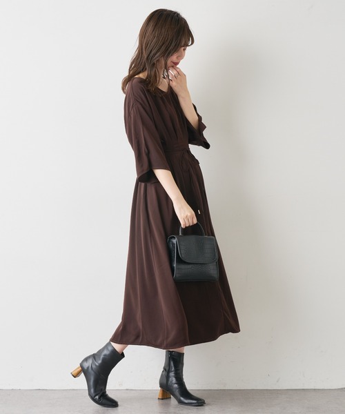 natural couture（ナチュラルクチュール）の「【WEB限定カラー有り】リボン取外しウエストタックワンピース（ワンピース・レディース・グリーン/ドット/ブラウン/レンガ/その他1/その他2・FREE）」の7枚目の写真